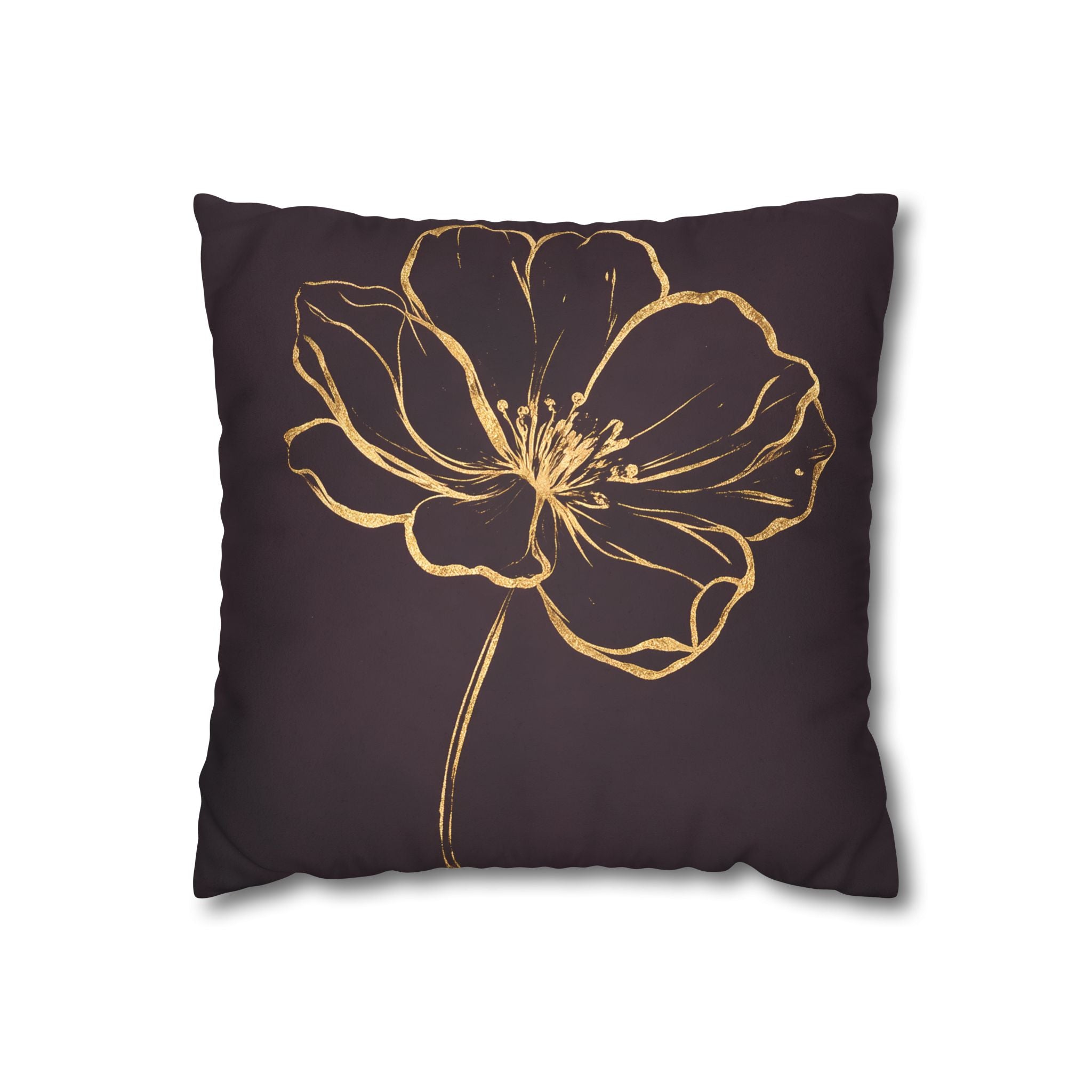 Plum Purple Gold Floral Cushion Cover