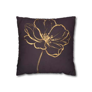 Plum Purple Gold Floral Cushion Cover