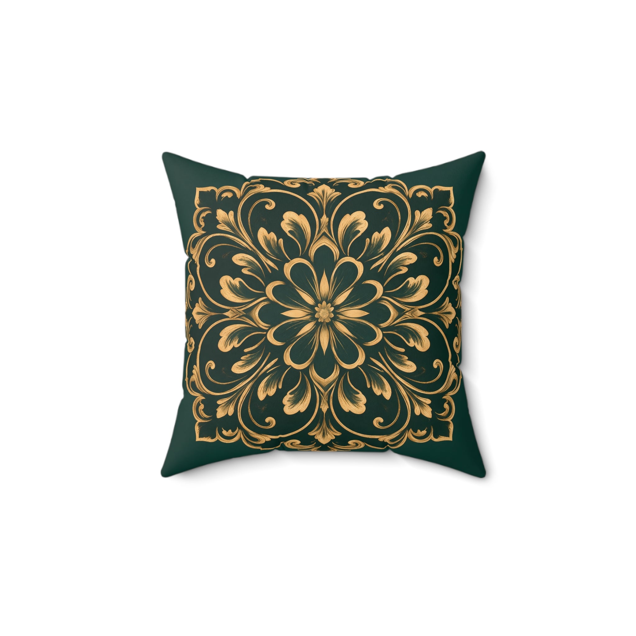 Emerald Gold Radiating Medallion Pillow with Insert