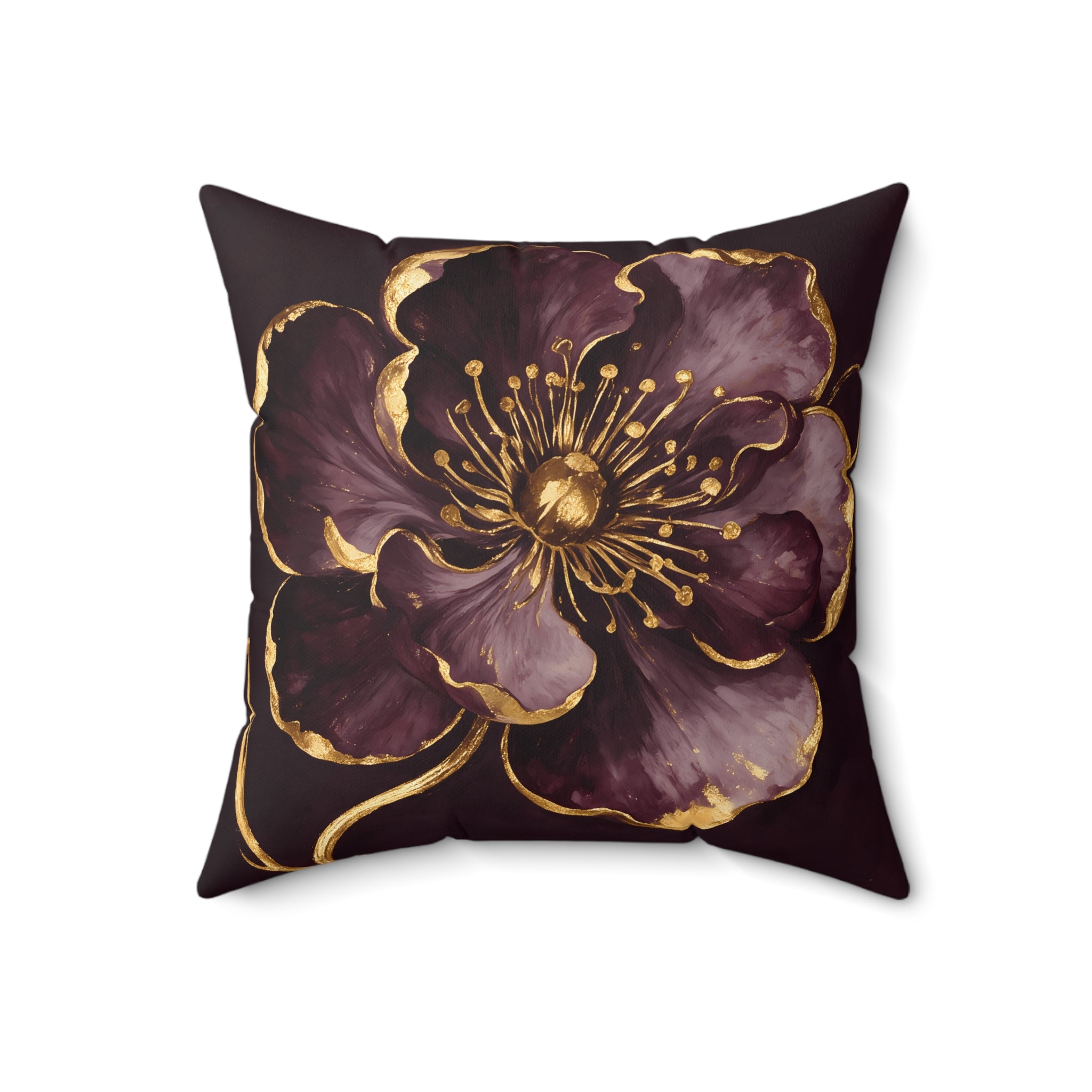 Gilded Plum Floral Throw Pillow