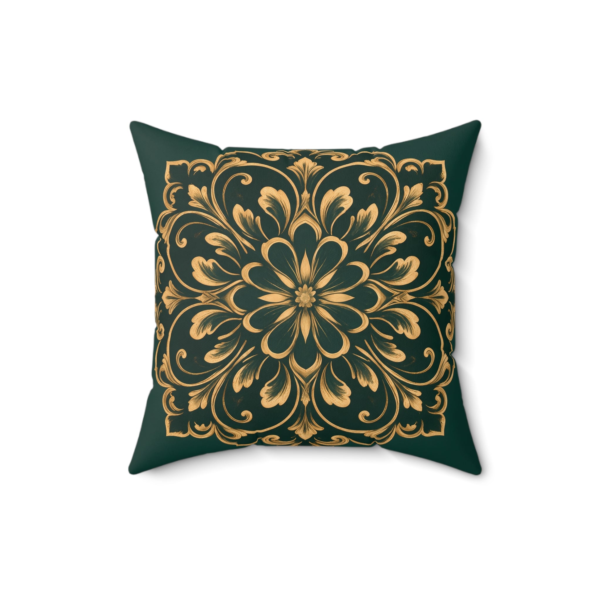 Emerald Gold Radiating Medallion Pillow with Insert