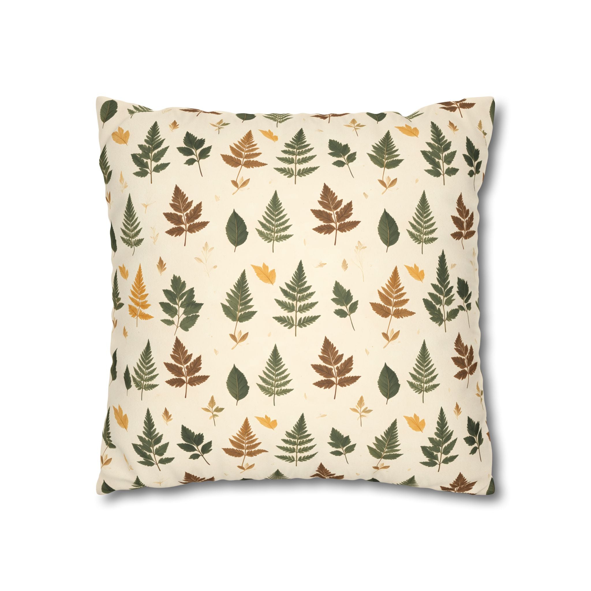 Olive Umber Fern Pillow Cover