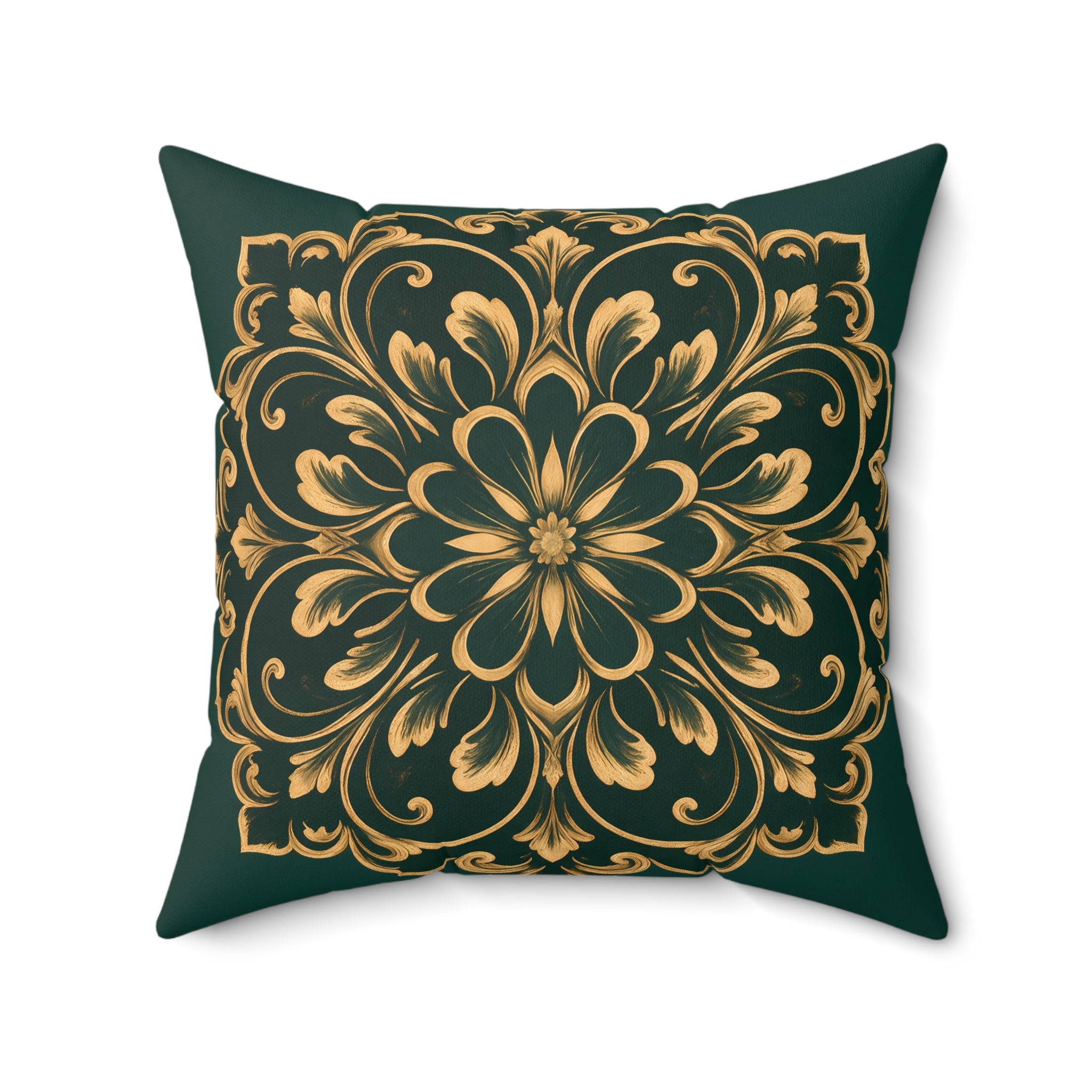 Emerald Gold Radiating Medallion Pillow with Insert