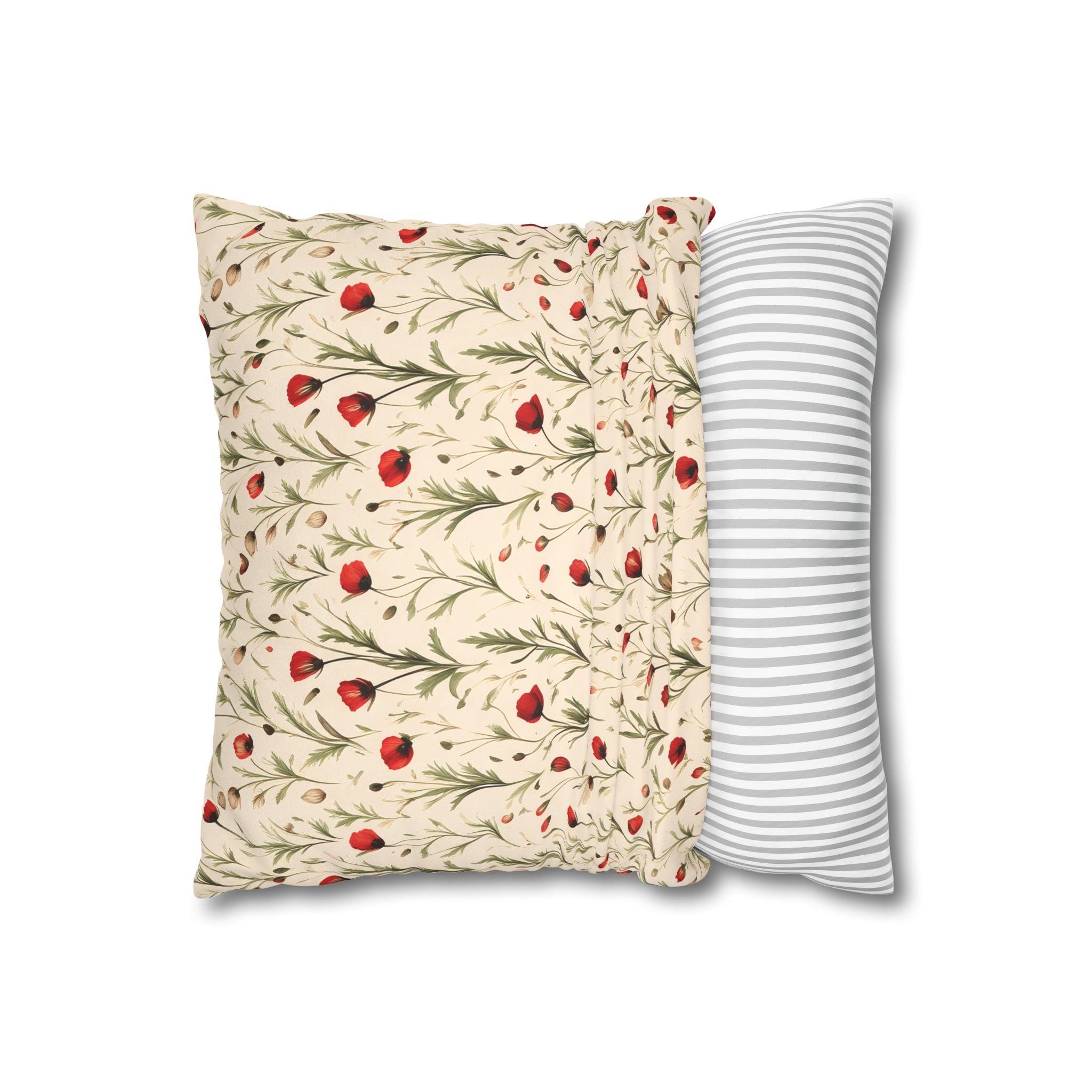 Red Poppy Flower Cushion Cover