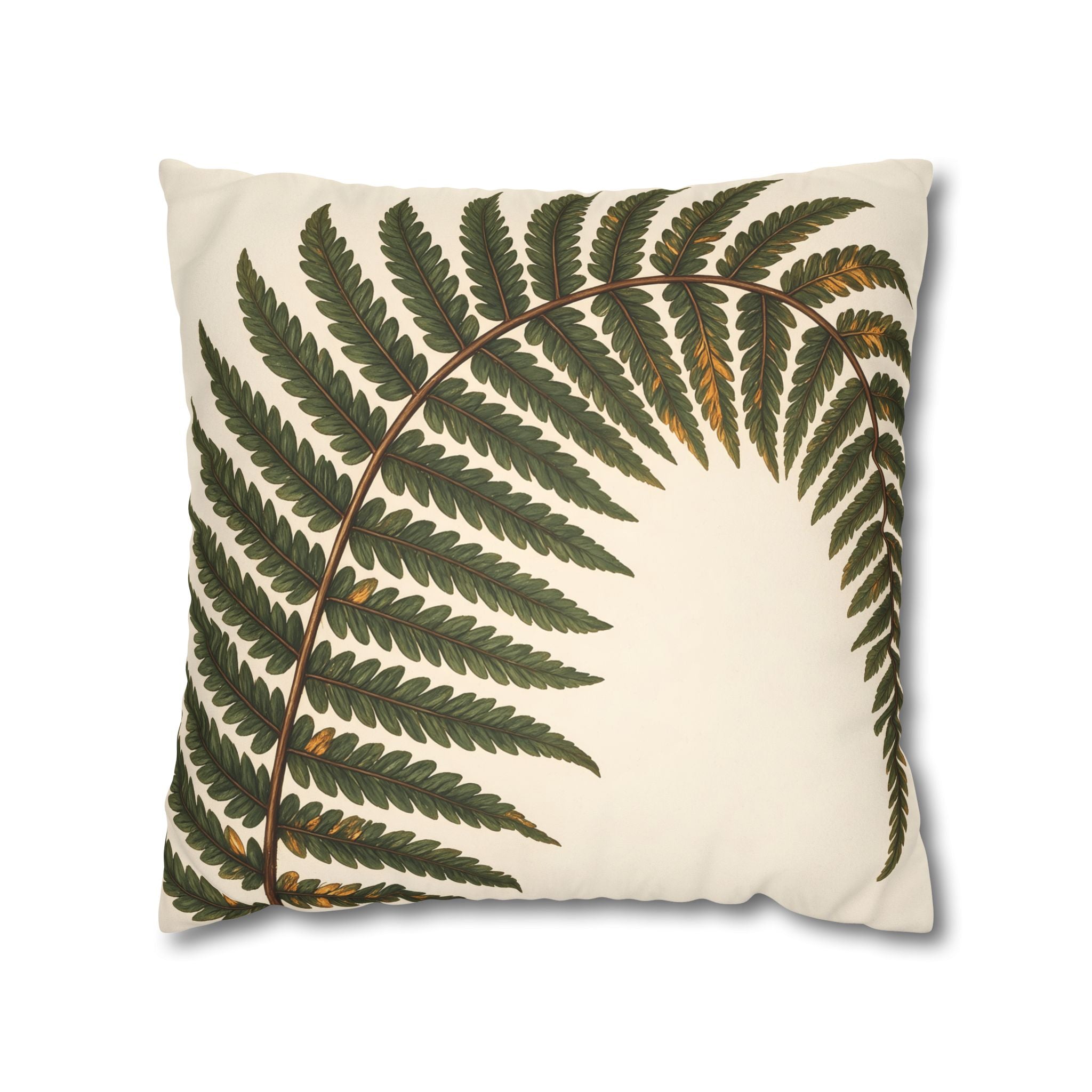 Umber Olive Fern Cushion Cover