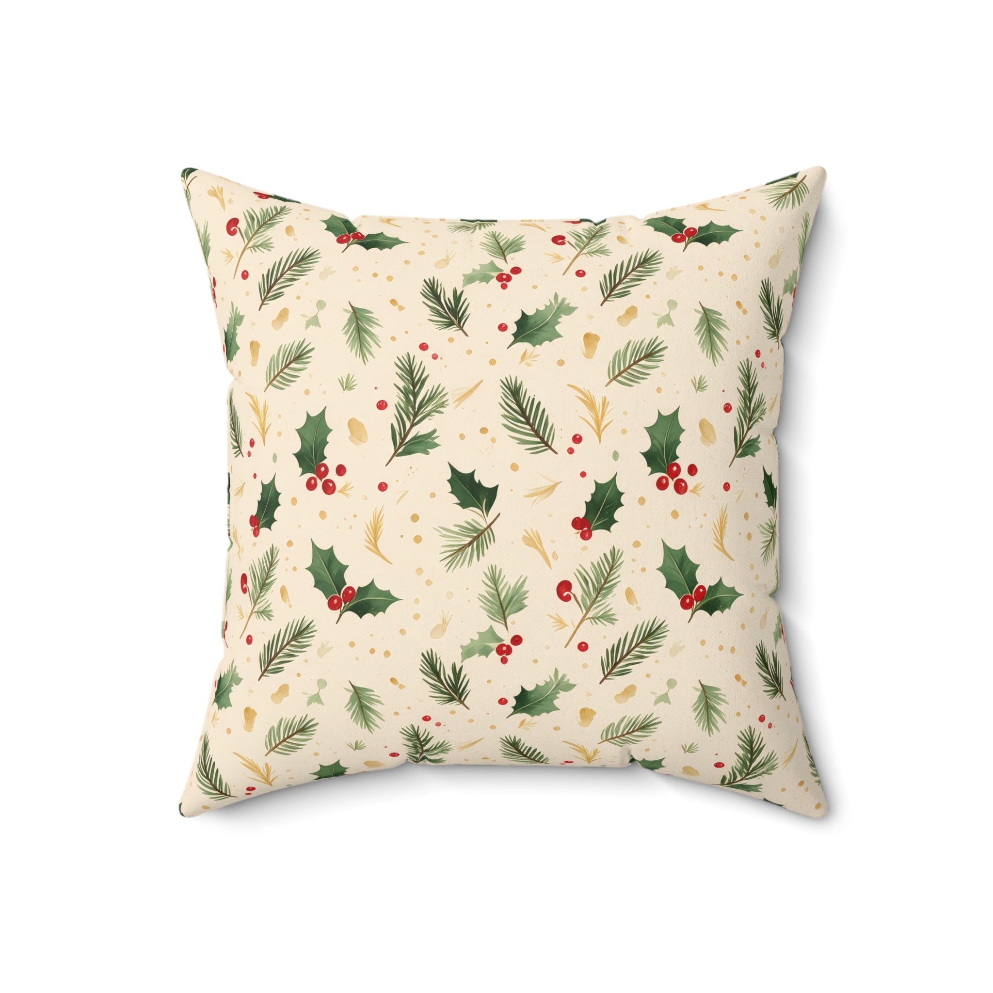 Holly and Pine Throw Pillow with Insert