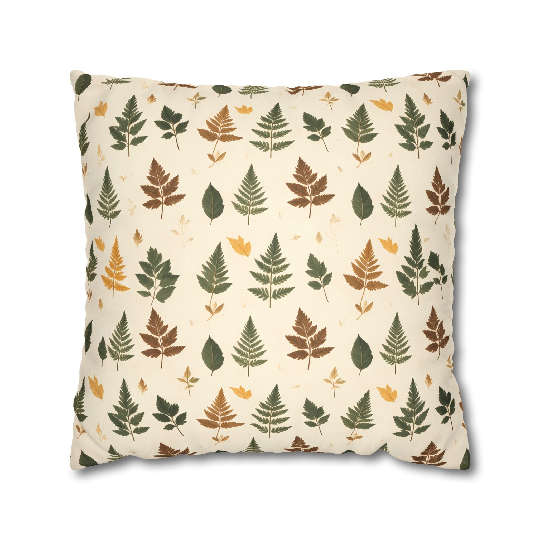 Olive Umber Fern Pillow Cover