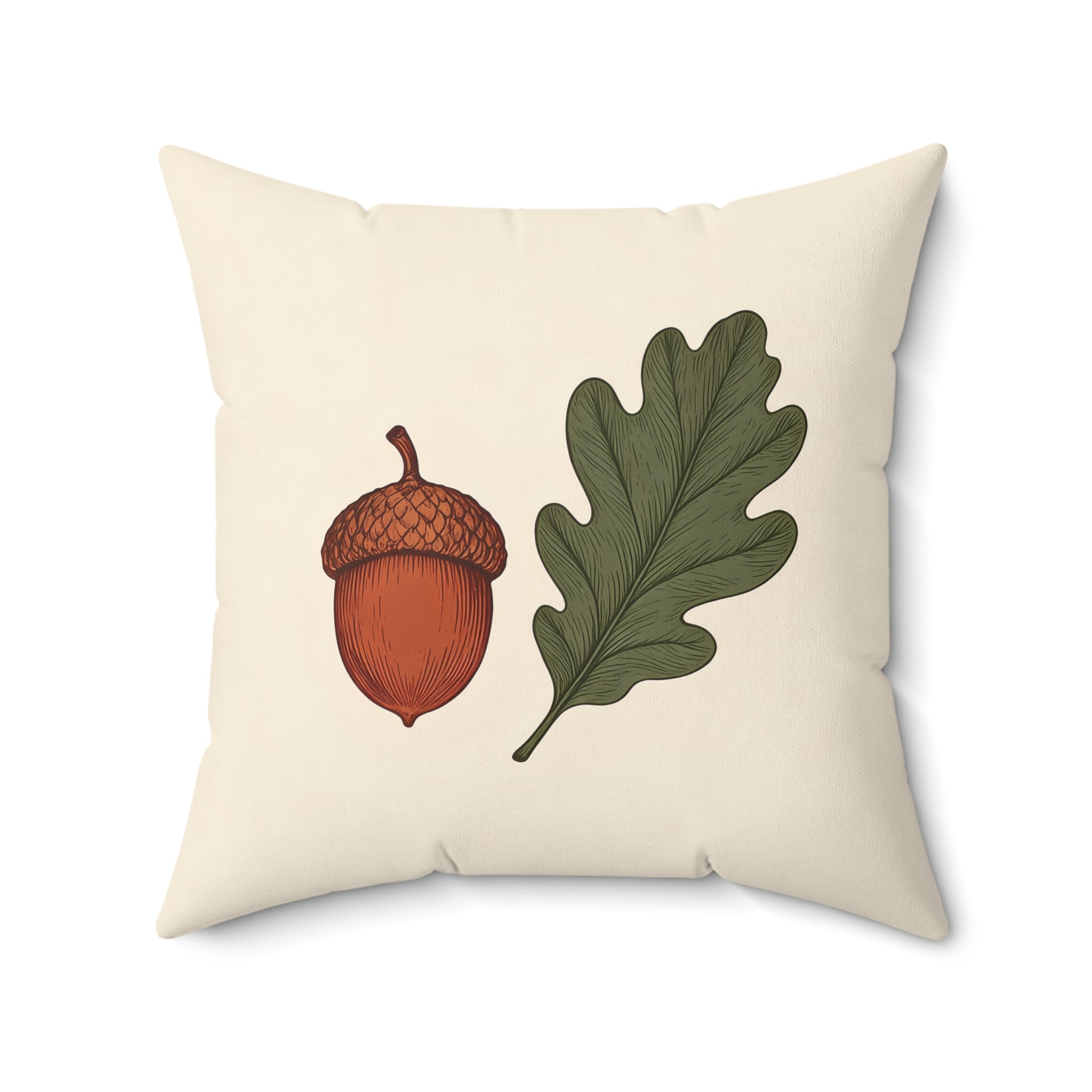 Rustic Acorn and Oak Leaf Throw Pillow