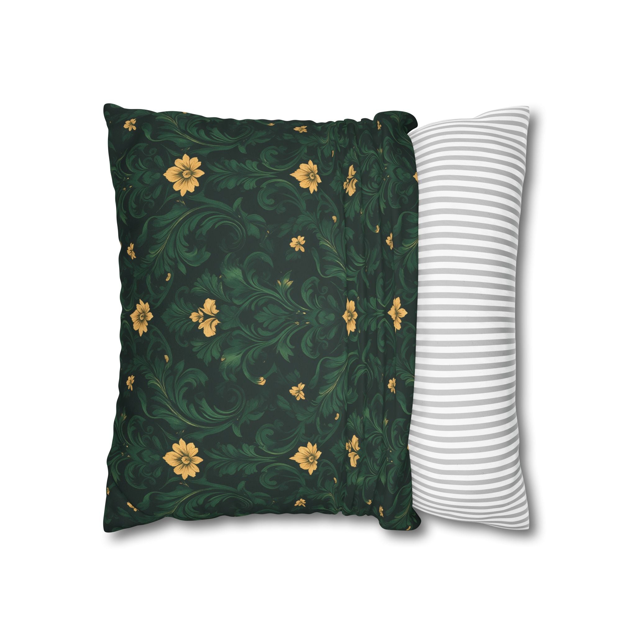 Emerald Bloom Damask Pillow Cover