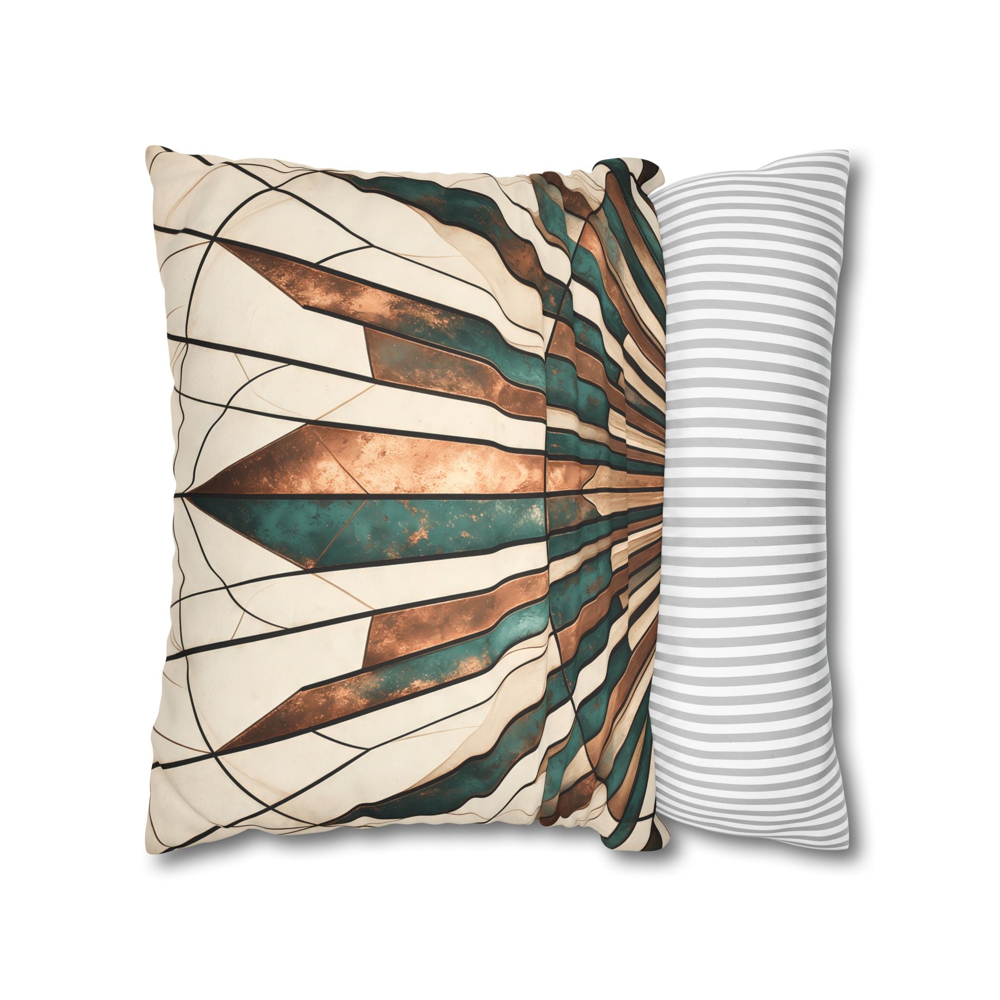 Copper & Patina Teal Sunburst Fan Cushion
