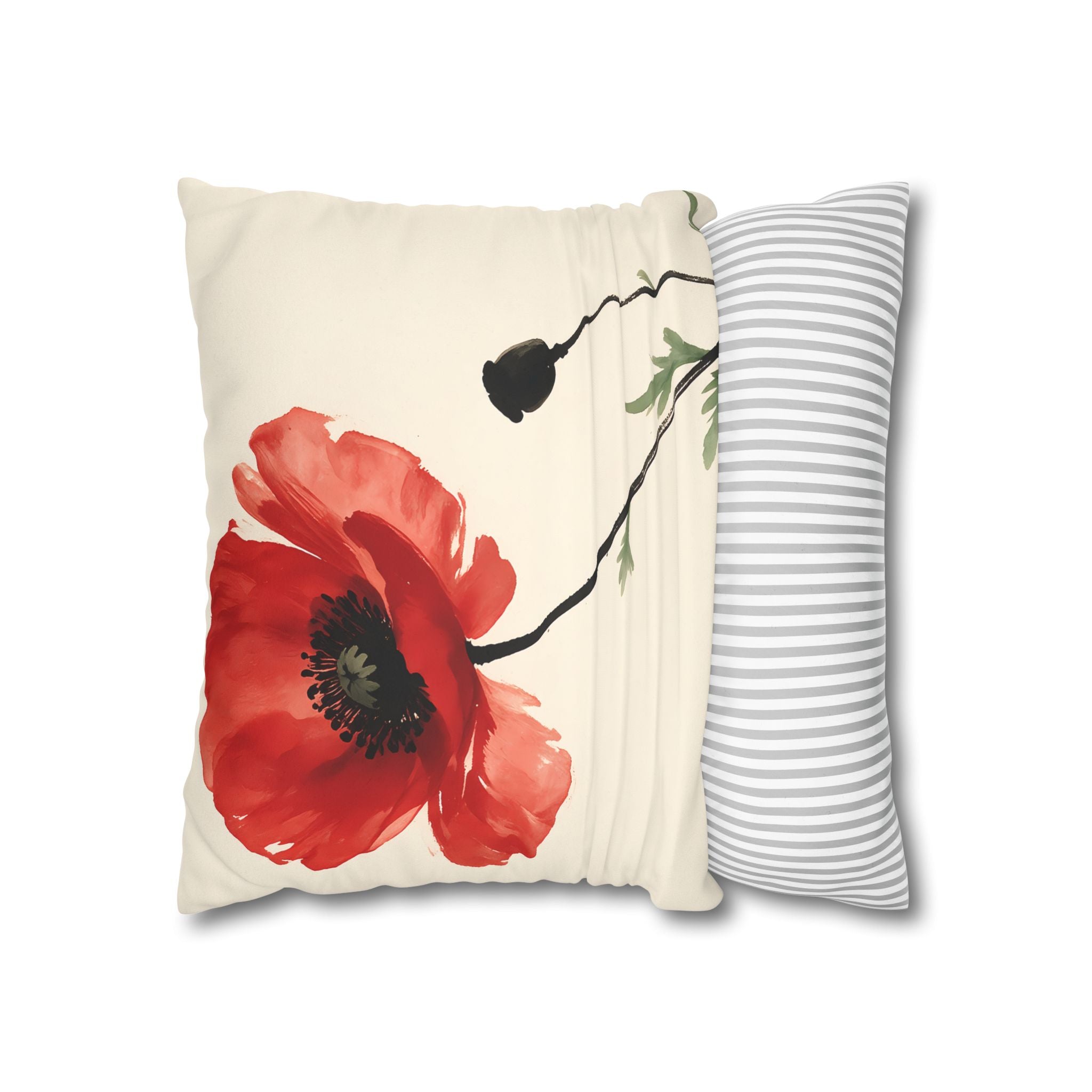 Scarlet Poppy Flower Cushion Cover