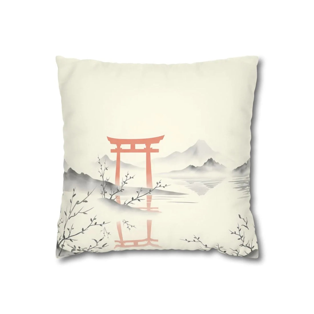 Front view of Torii Gate Cushion Cover on a white background.