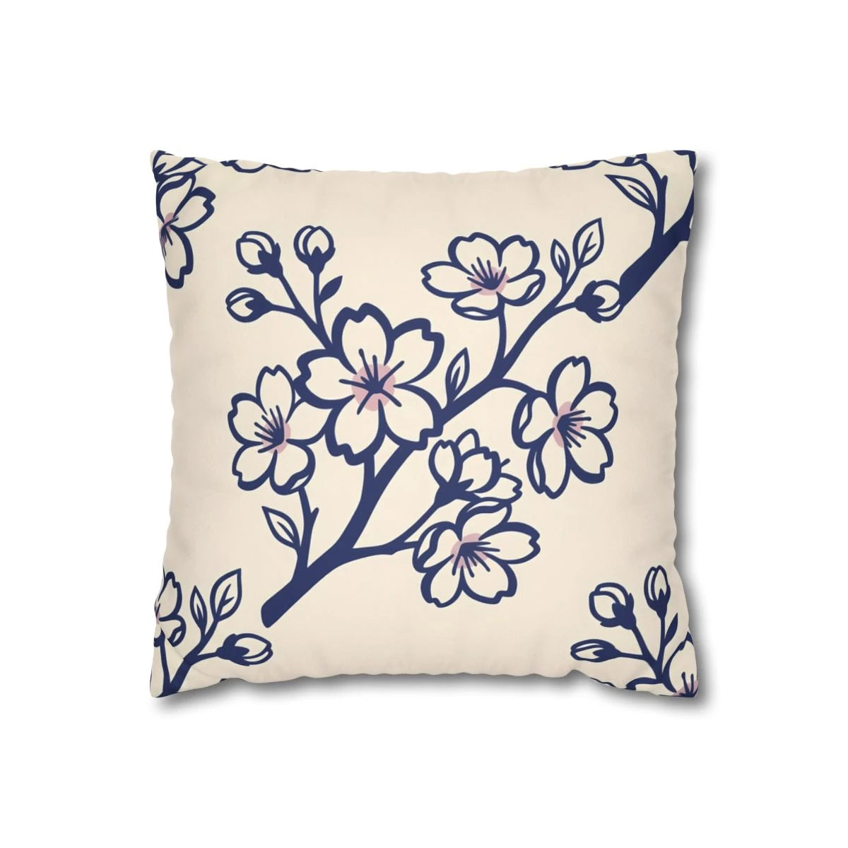 Navy Blue Sakura Pillow with Insert
