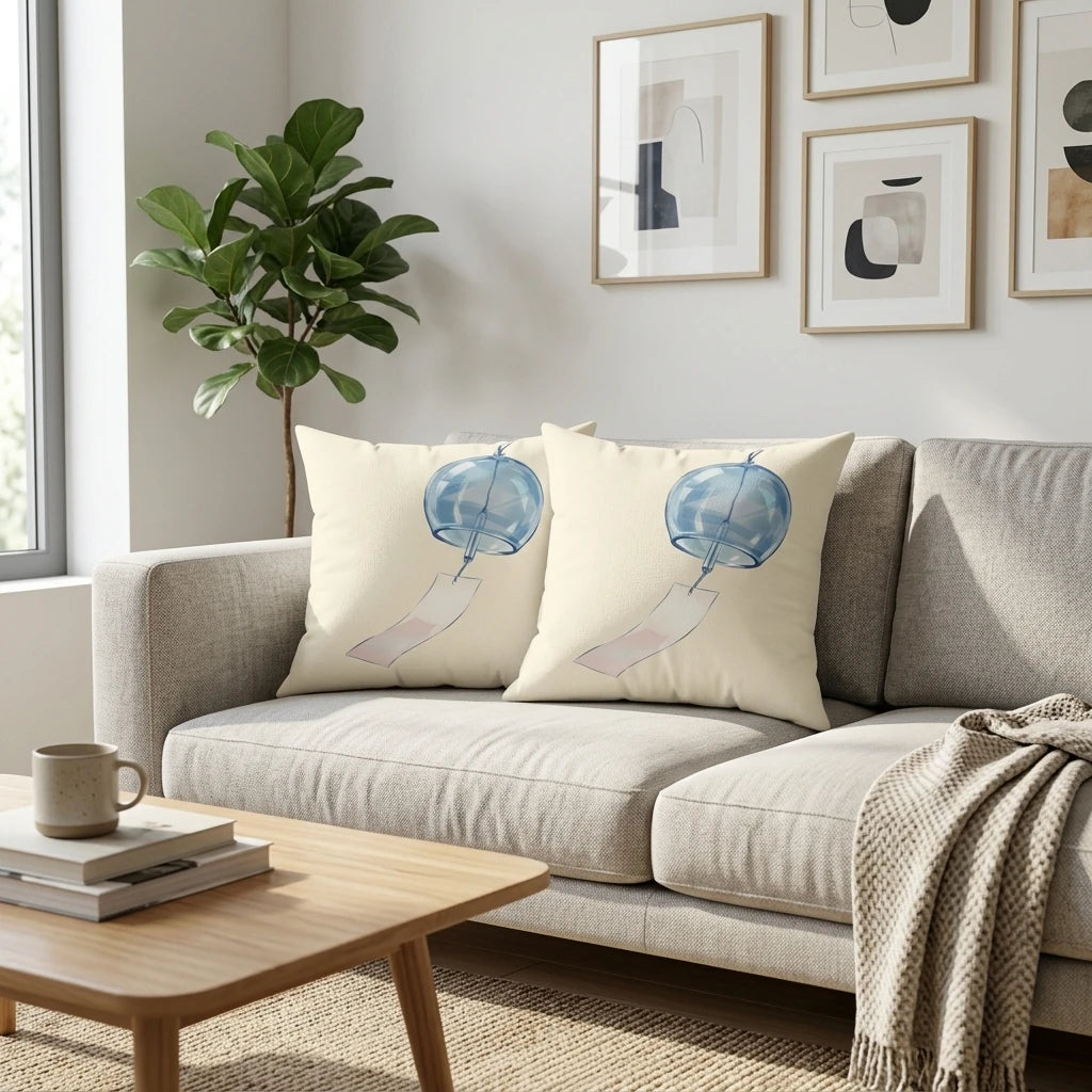 Breezy Japanese Wind Chime Cushion Cover, lifestyle view.