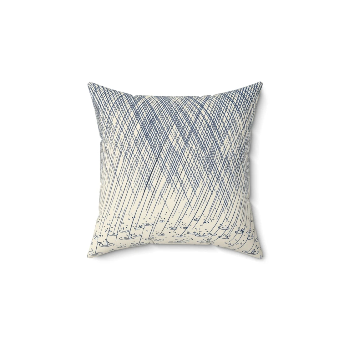 Front view of Sketchy Ink Wash Throw Pillow Blanc et Bleu on a white background.