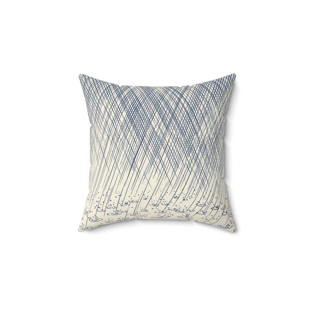Front view of Sketchy Ink Wash Throw Pillow Blanc et Bleu on a white background.