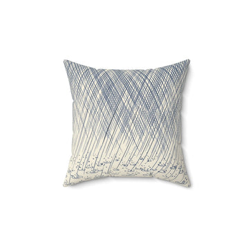 Front view of Sketchy Ink Wash Throw Pillow Blanc et Bleu on a white background.