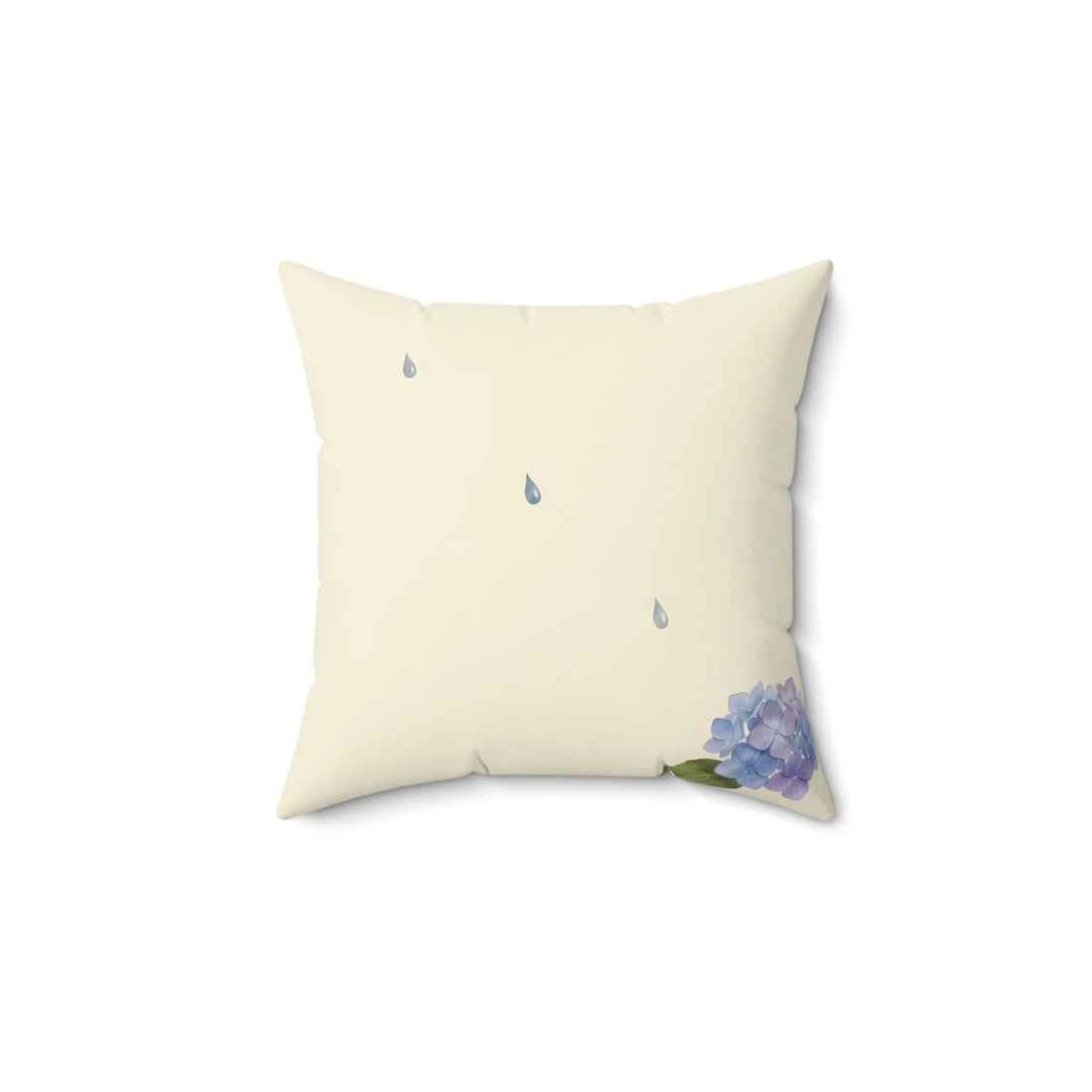 Front view of Watercolor Square Cushion Off-White with Floating Drops and on a white background.
