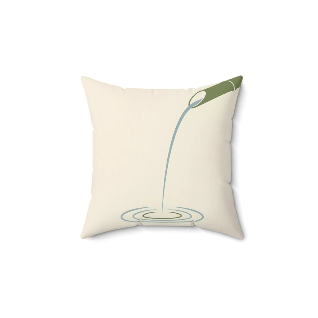 Front view of Meditative Japandi Cushion Cover - Bamboo & Water Art on a white background.