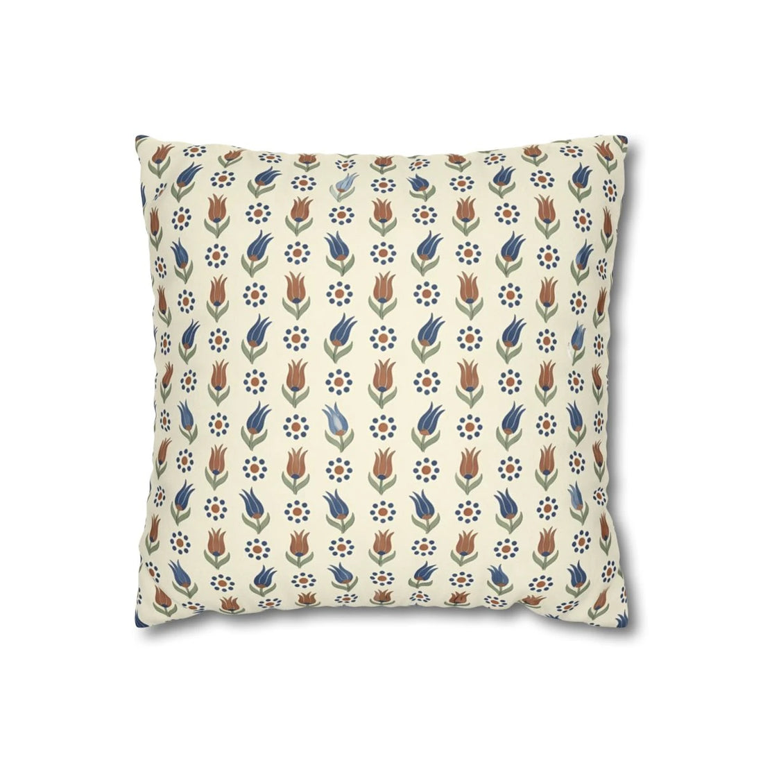 Front view of Artisanal Anatolian Inspired Throw Pillow Case in Cream on a white background.