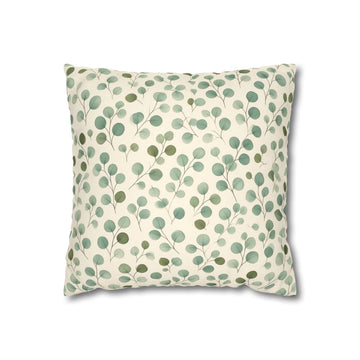 Front view of Boho Eucalyptus Sprig Cushion Cover - Muted Sage & Olive on a white background.