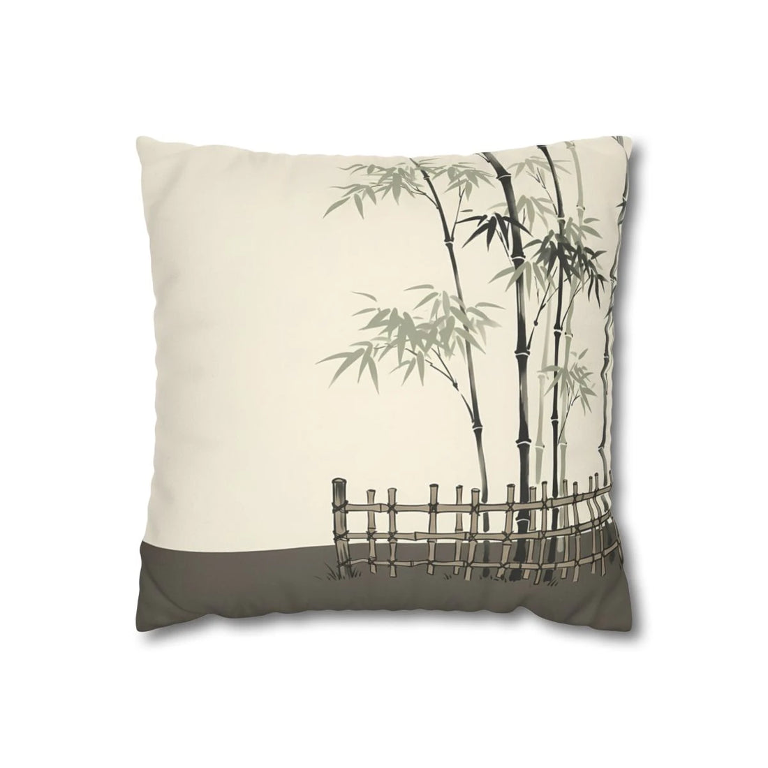Front view of Japandi Bamboo Forest Pillow Cover on a white background.