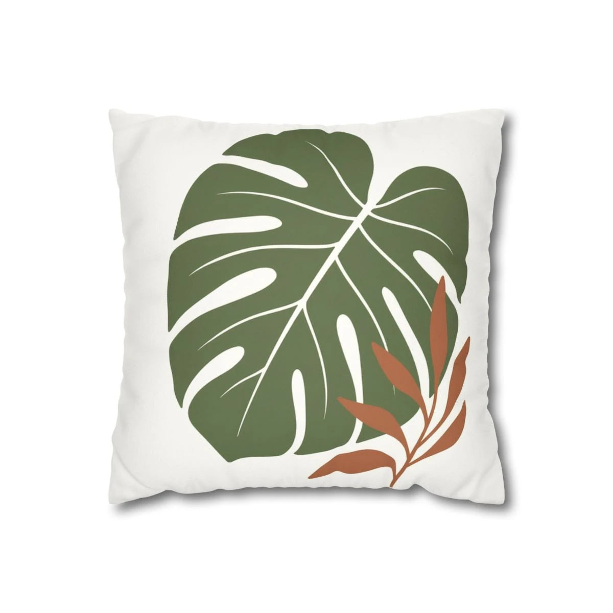Forest Green Monstera Pillow Cover