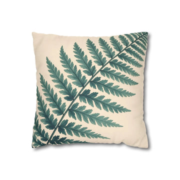 Front view of Veridian Pinnate Frond Cushion on a white background.