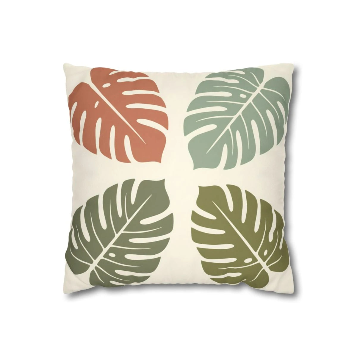 Earthy Monstera Leaf Pillow Case