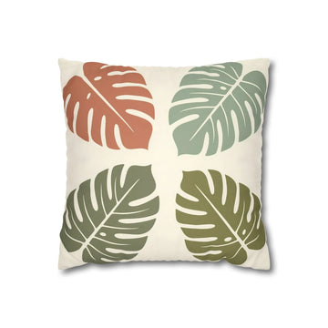 Earthy Monstera Leaf Pillow Case