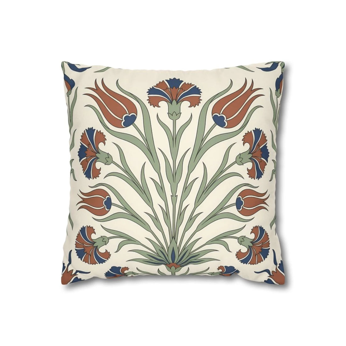 Front view of Iznik Tulip Cushion Cover on a white background.