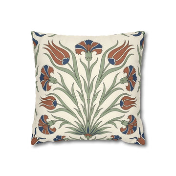 Front view of Iznik Tulip Cushion Cover on a white background.