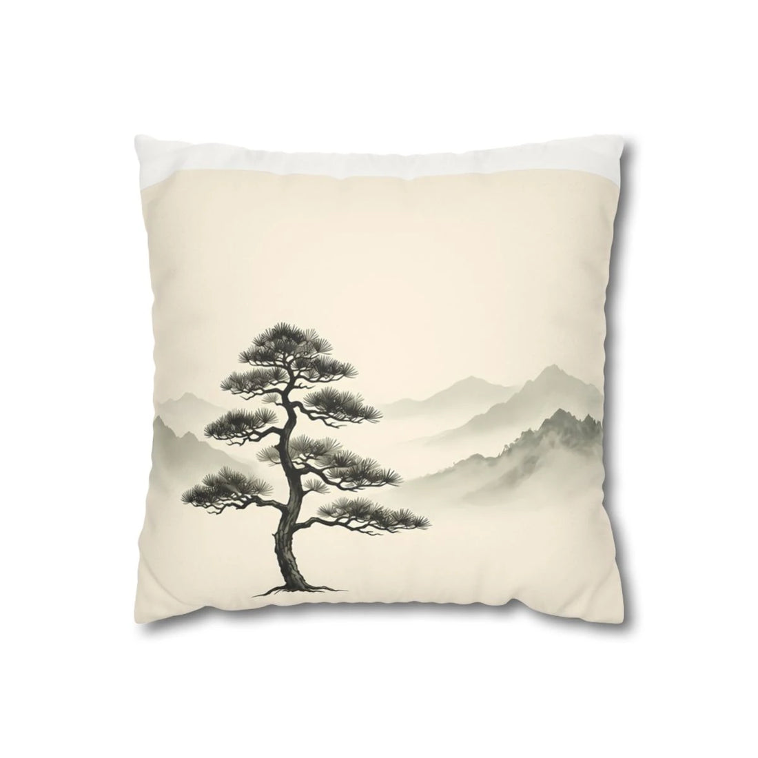 Front view of Black Pine Tree Cushion Cover on a white background.