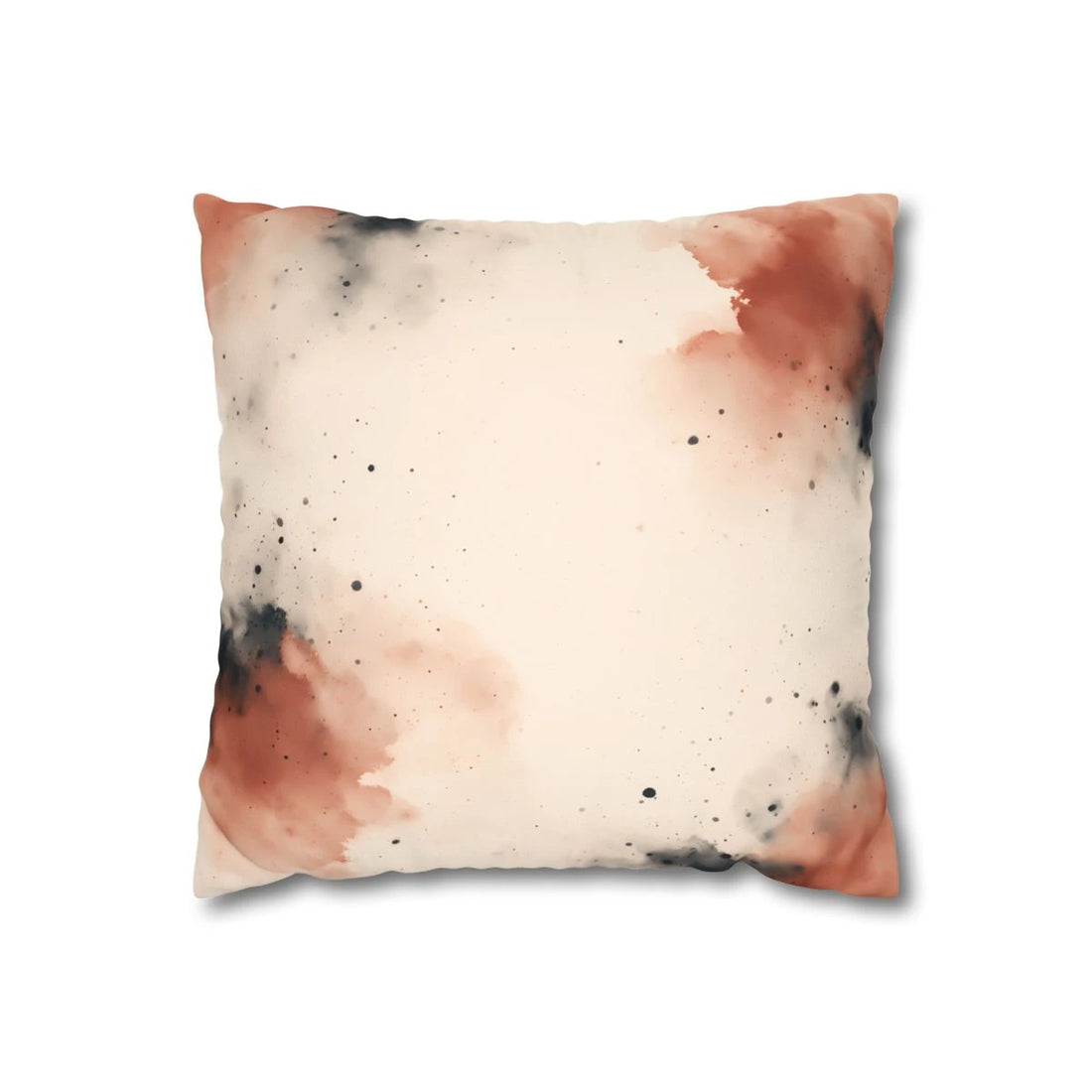 Front view of Artisanal Mineral Wash Cushion Cover - Warm Cream & Clay Art on a white background.