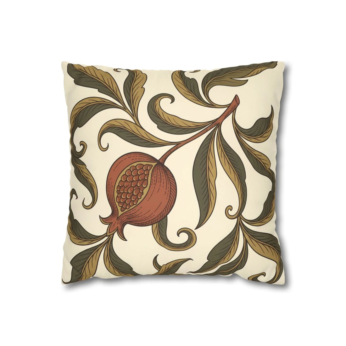 Front view of Art Nouveau Botanical Cushion Cover Cream on a white background.