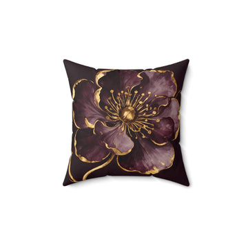 Gilded Plum Floral Throw Pillow