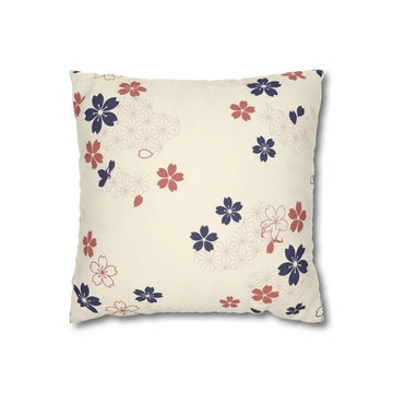 Navy Red Asanoha Blossom Cushion Cover