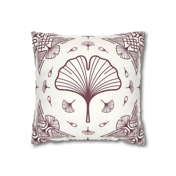 Maroon Ginkgo Leaf Pillow Cover