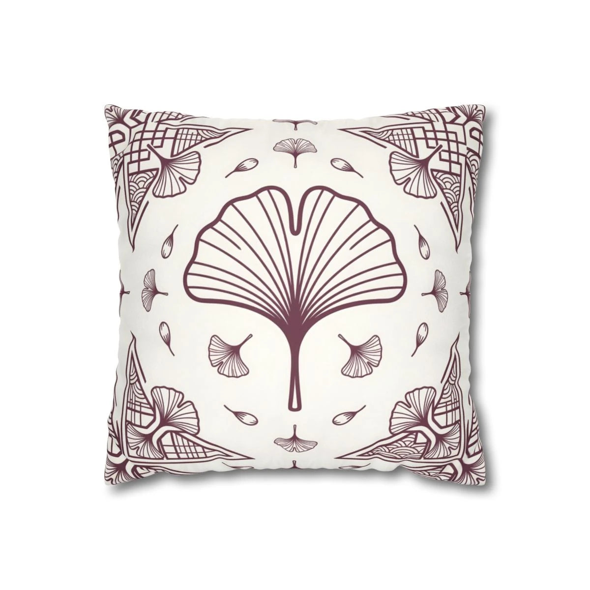 Plum Ginkgo Leaf Throw Pillow with Insert