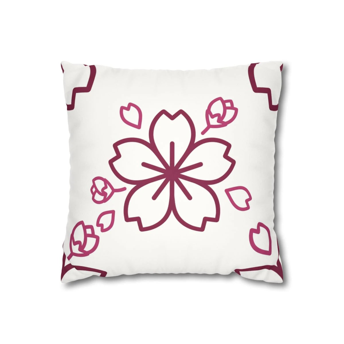 Sakura Crest Line Art Throw Pillow