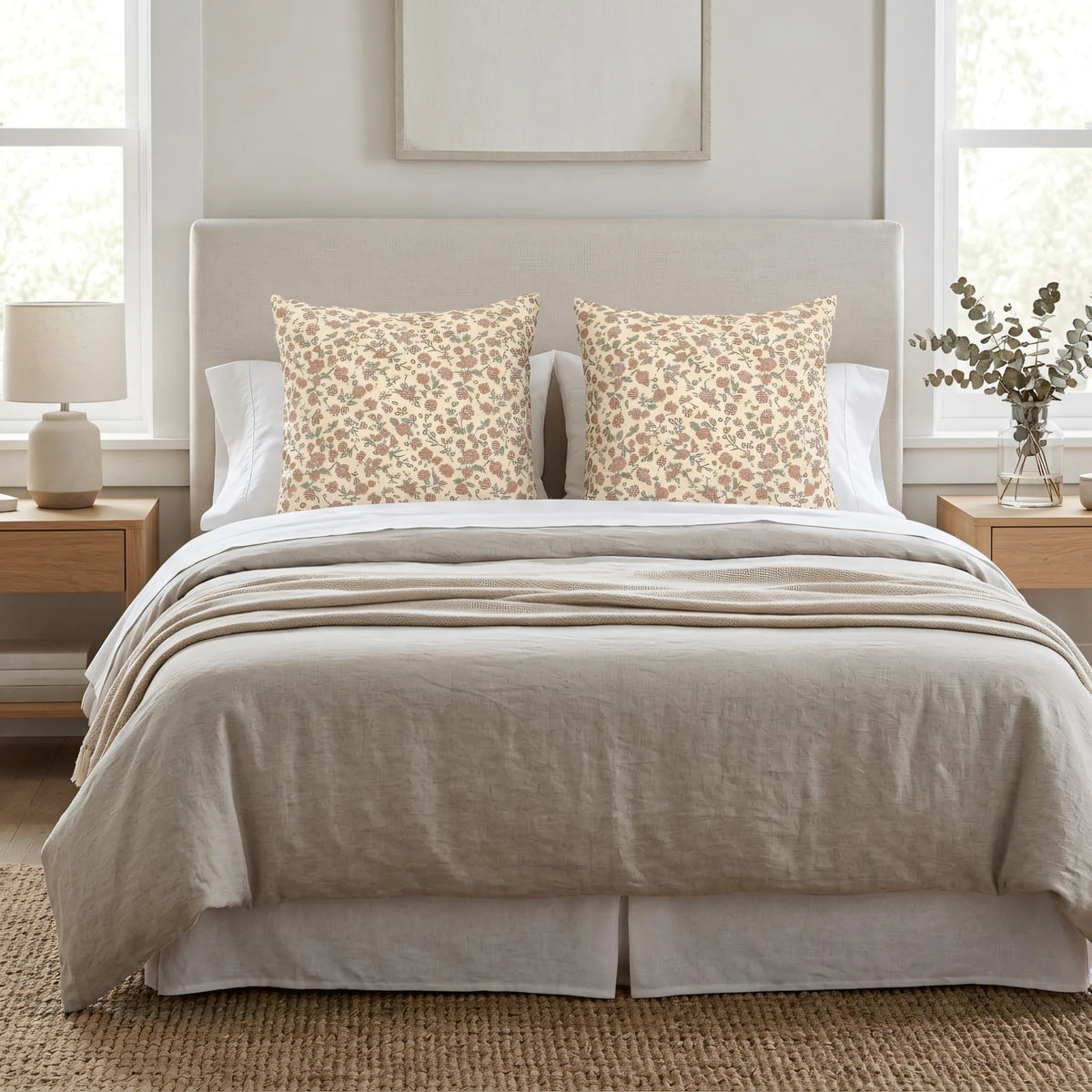 Vintage Floral Cushion Cover, lifestyle view.