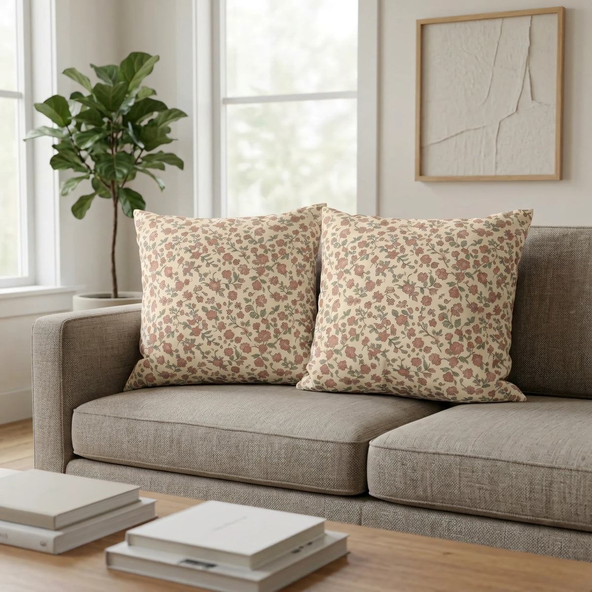 Vintage Floral Cushion Cover, lifestyle view.