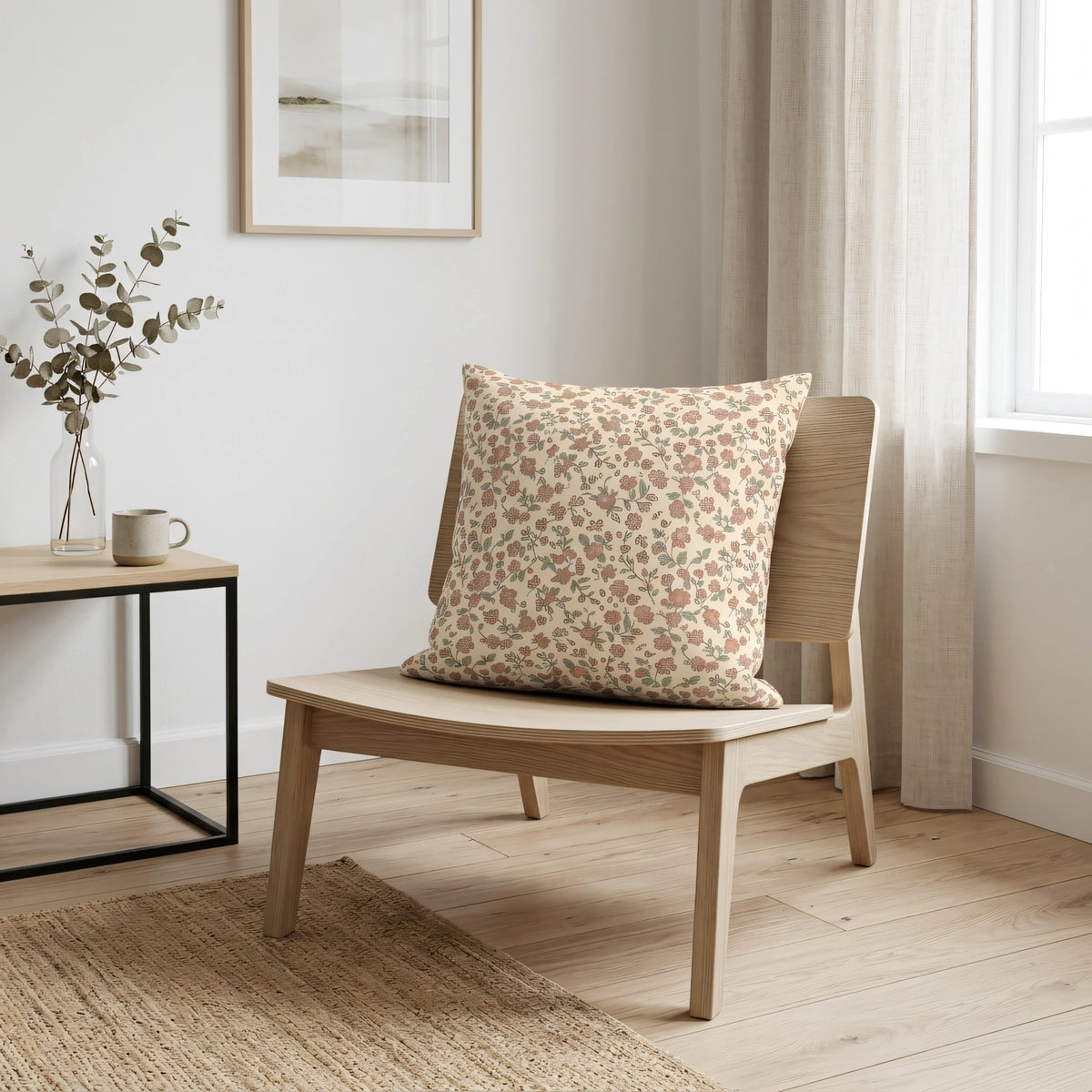 Vintage Floral Cushion Cover, lifestyle view.