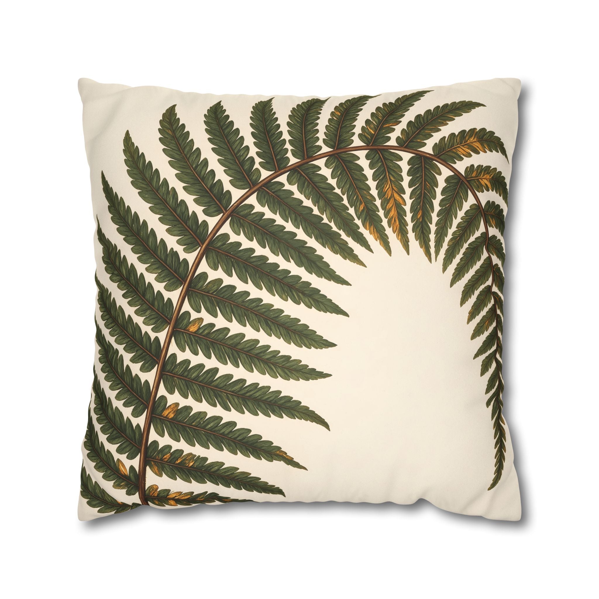Umber Olive Fern Cushion Cover