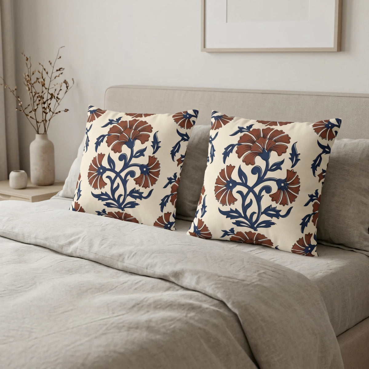 Indian Block Print Pillow Cover, lifestyle view.
