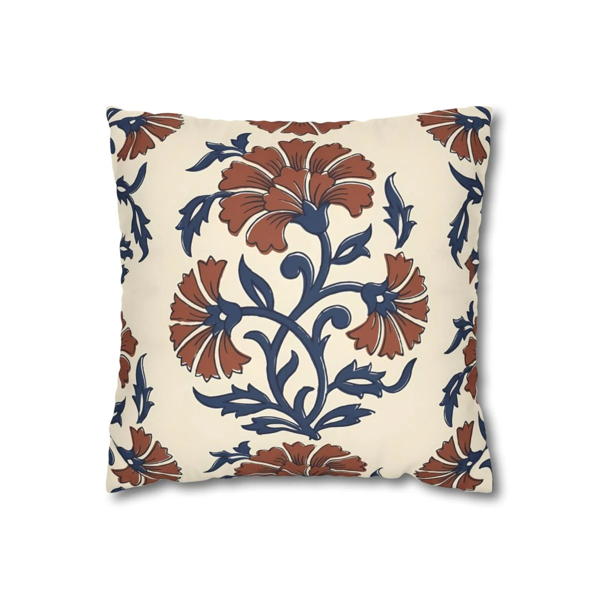 Front view of Indian Block Print Pillow Cover on a white background.