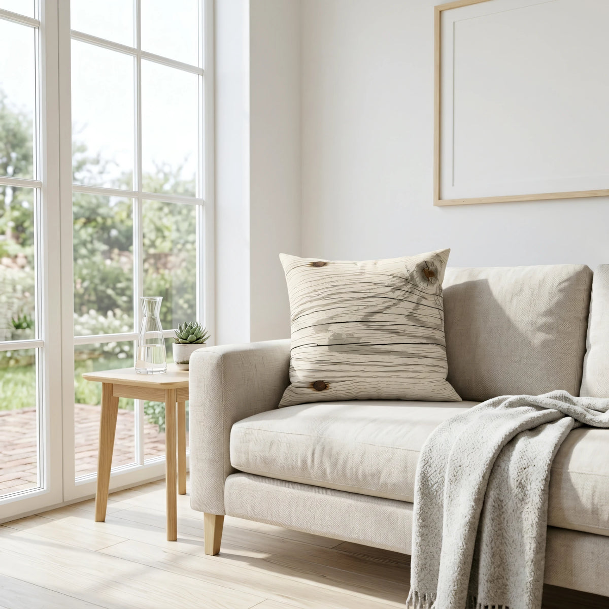 Whitewashed Reclaimed Plank Throw, lifestyle view.