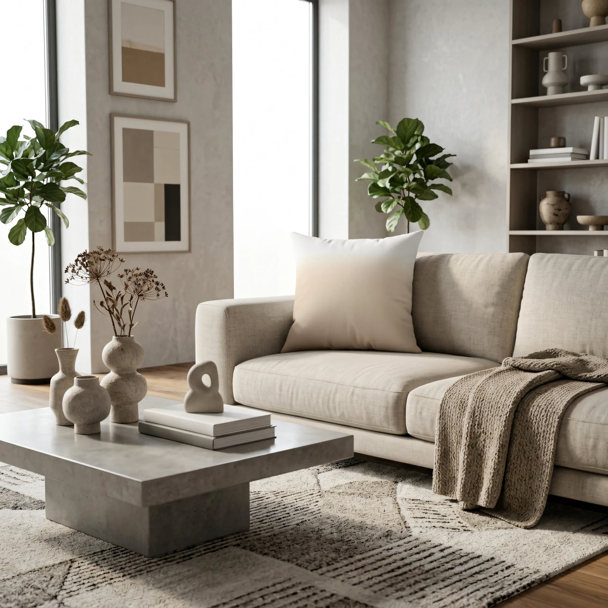 Sand Ombre Cushion Cover, lifestyle view.