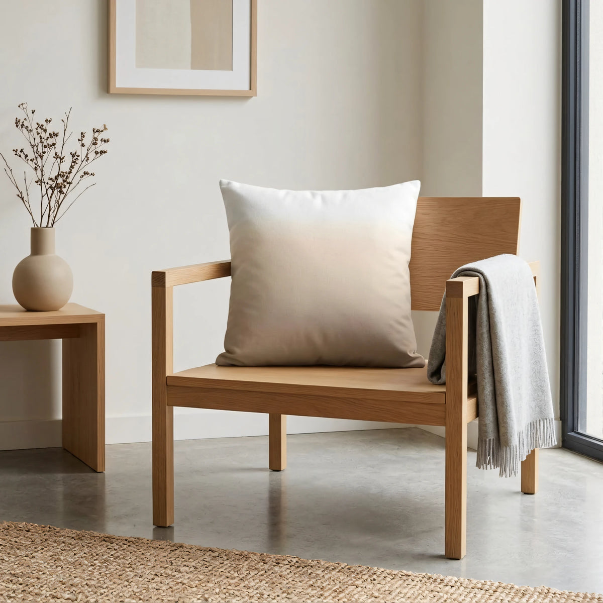 Sand Ombre Cushion Cover, lifestyle view.