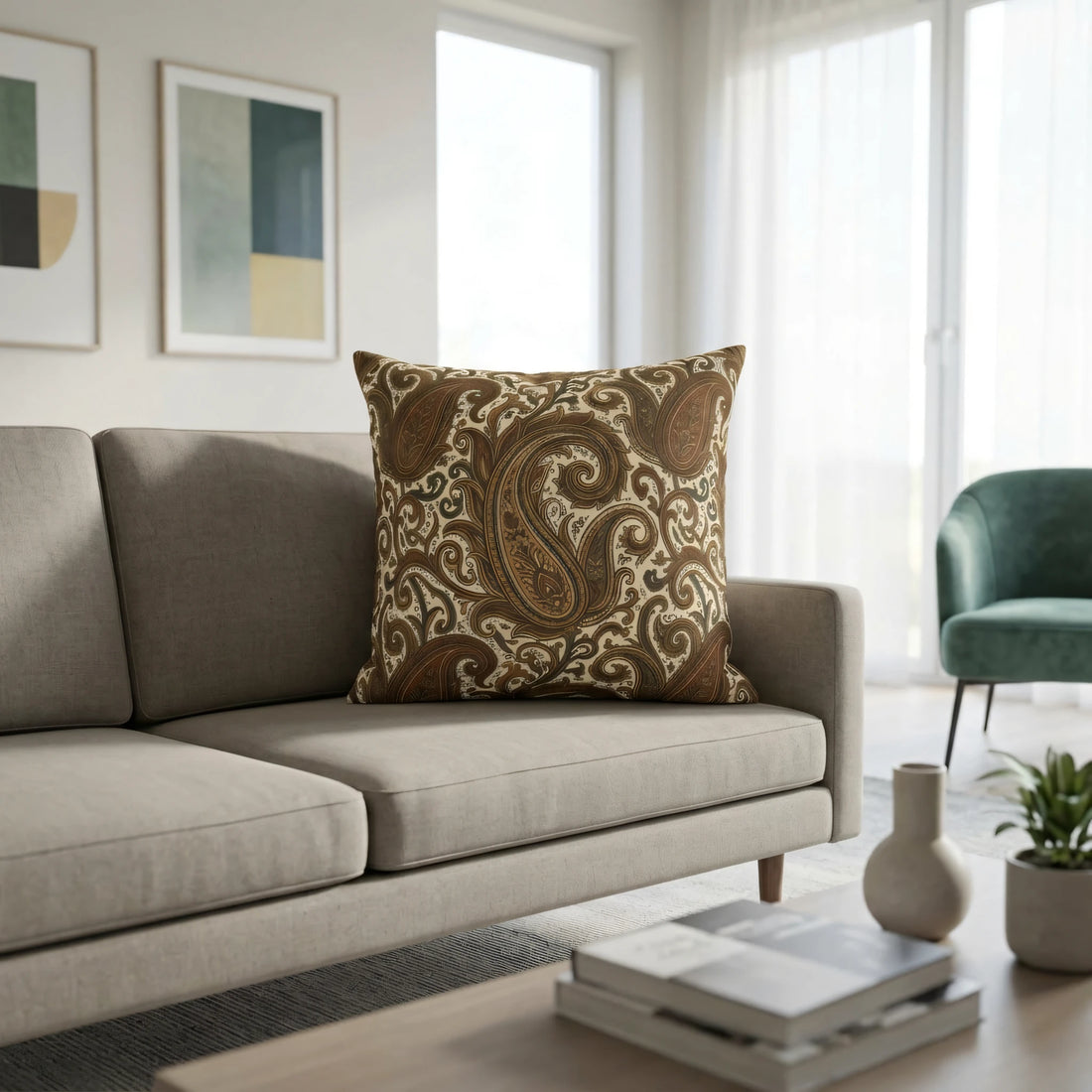 Front view of Kashmir Paisley Pillow Cover on a white background.